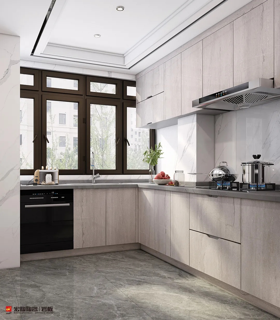 云顶集团岩板厨房效果图