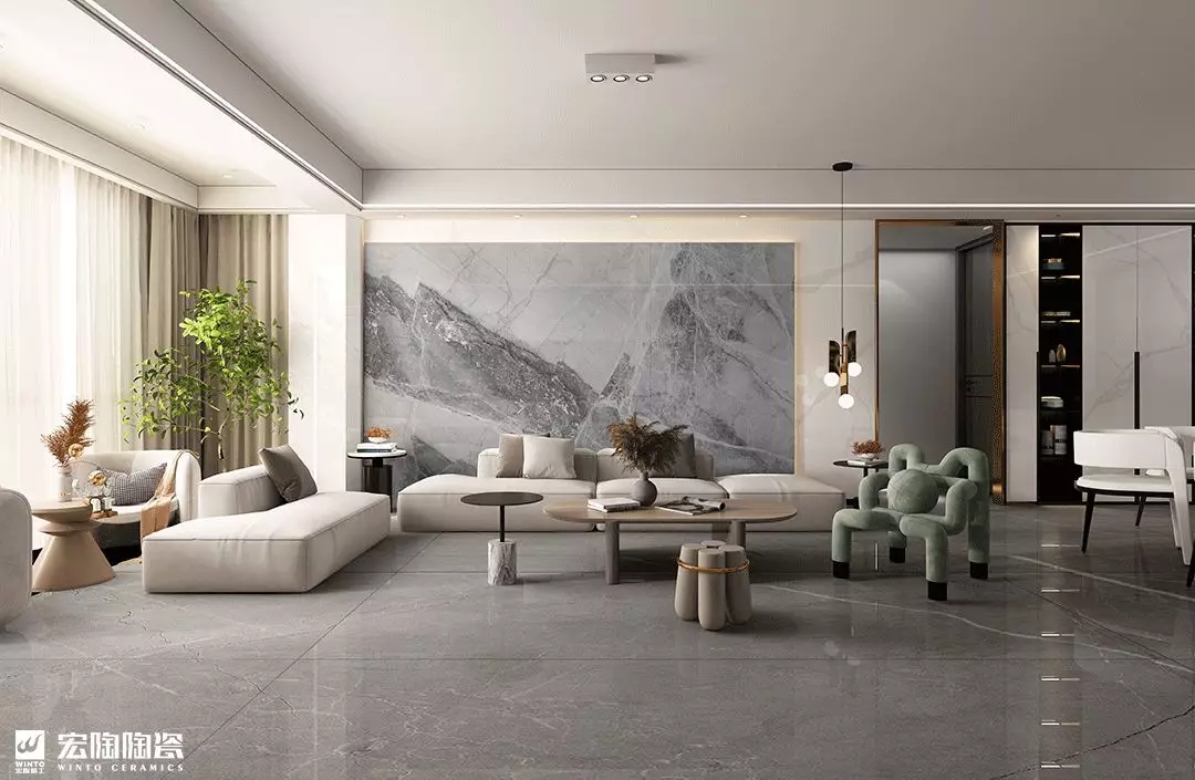 云顶集团9-TPG2412F002ABC吉尼斯灰1200×2400×9mm瓷砖地砖装修效果图