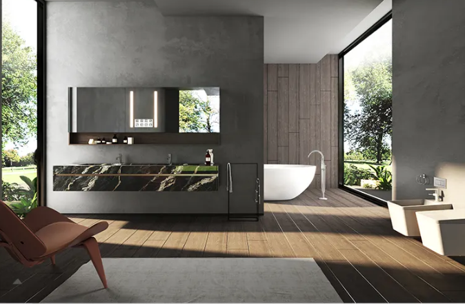 云顶集团岩板与整体浴室柜装修效果图