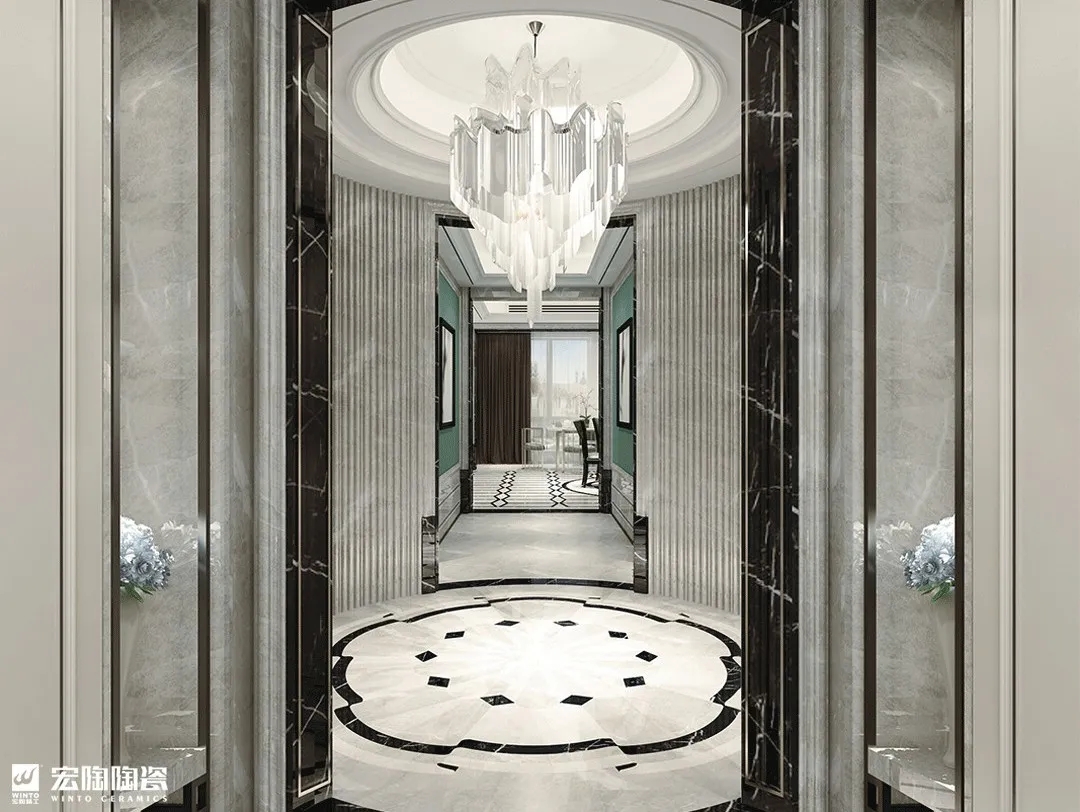 云顶集团夜飘雪TPGM80006瓷砖地砖装修效果图 