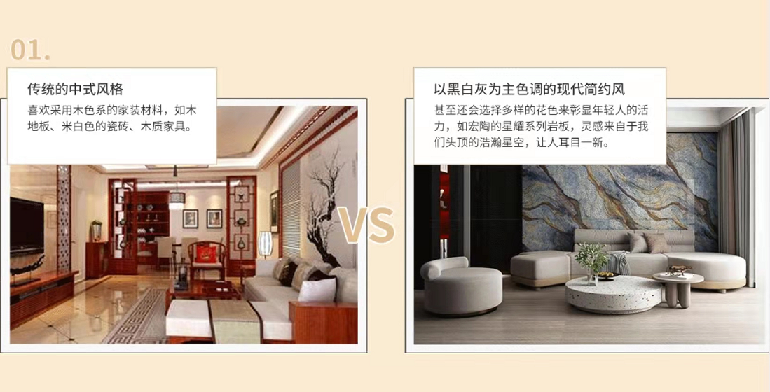 云顶集团古板中式和现代简约气概比照图