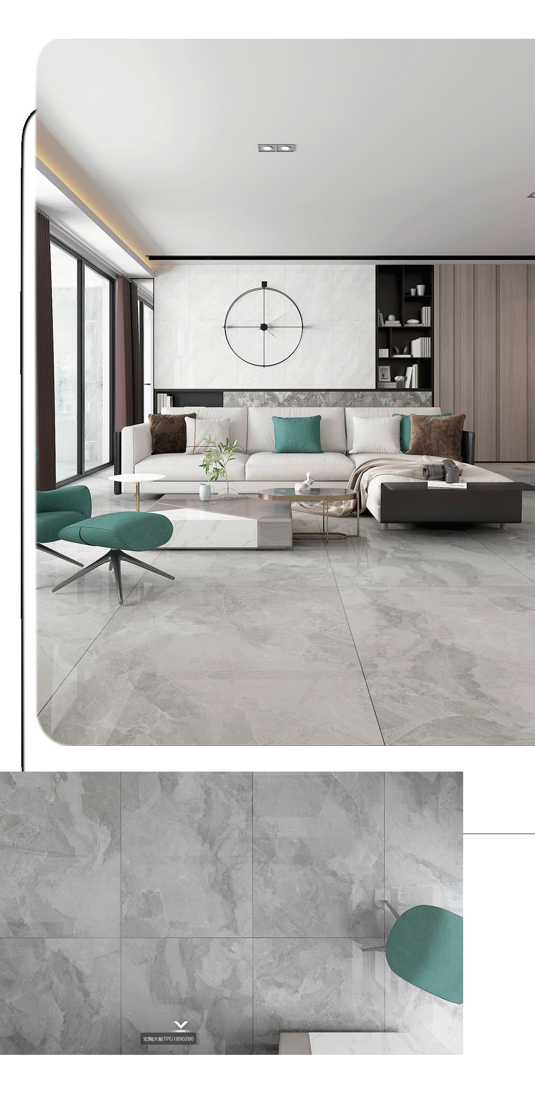 云顶集团900x1800mm陶瓷大板鱼肚白装修效果图