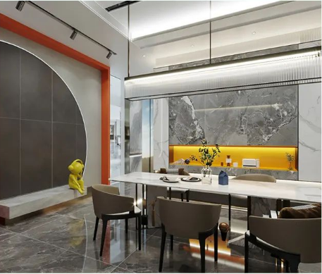 云顶集团地砖现代简约风餐厅装修效果图