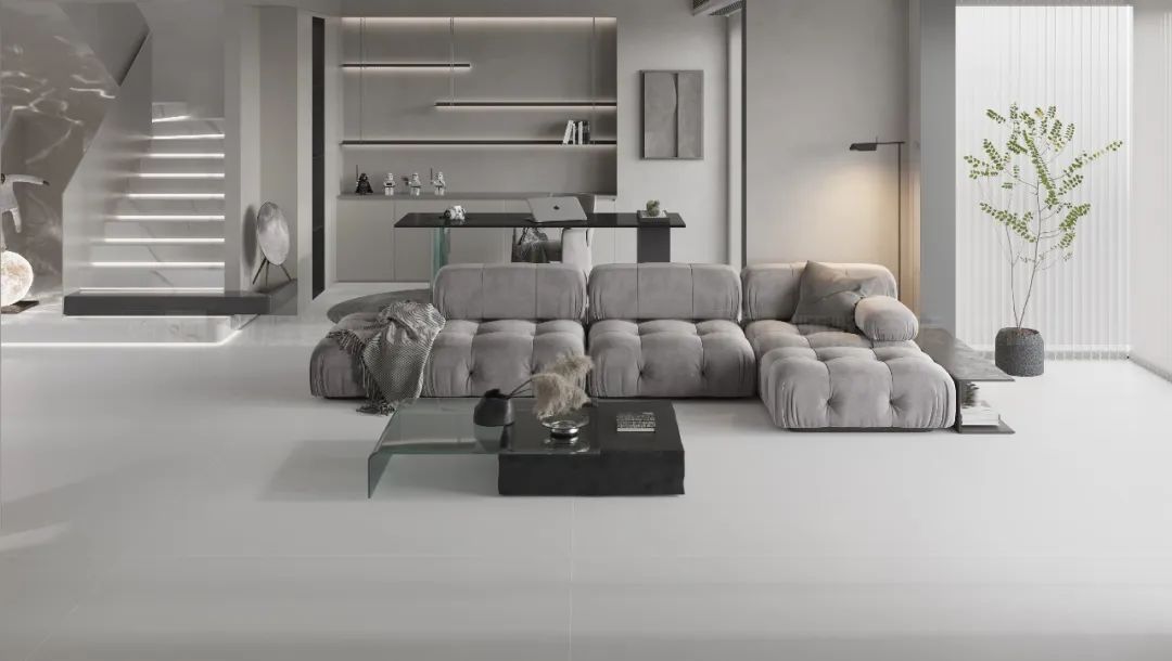 云顶集团陶瓷大板客厅地砖效果图