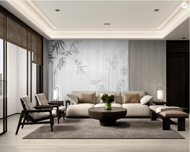云顶集团质感砖会客厅装修效果图